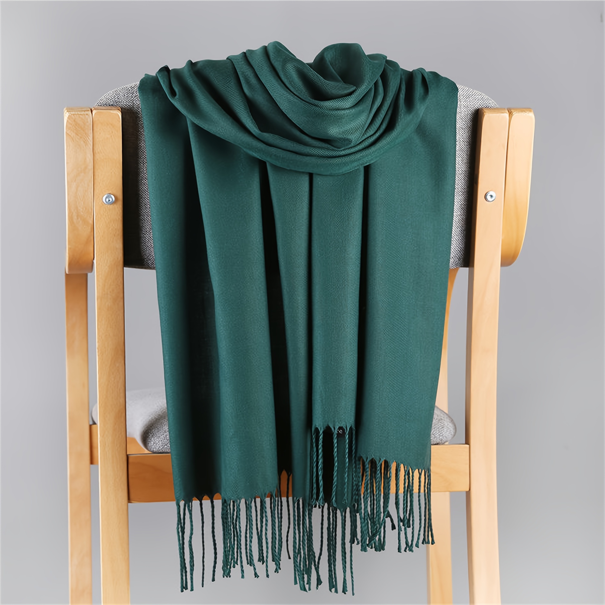 

Elegant Solid Color Tassel Scarf - Soft Cashmere, Warm & Shawl For Casual , Scarf, Cashmere, Tassel,