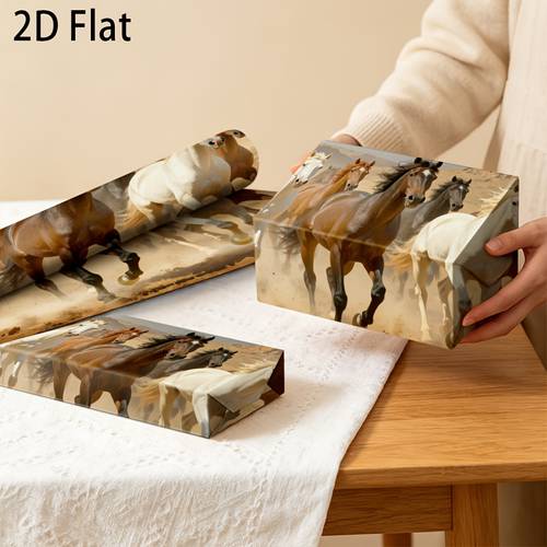 2d flach . geschenkbox aufkleber geschenk geburtstag geschenkpapier gruppe galoppierender pferde staubender trockener landschaft große größe, deko aufkleber, geschenkaufkleber für musikfestival hochzeitssaison schulanfang dekoration, weihnachtsfeiern
