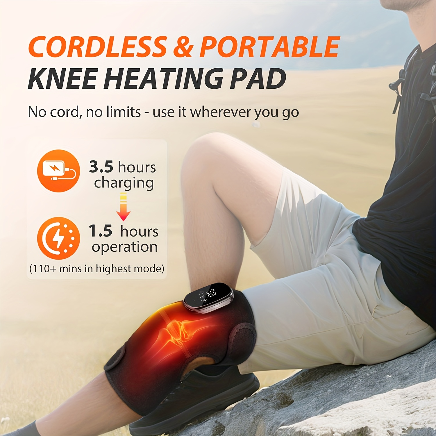TEMU Heated Massage Knee Pads With Multiple Functions, Designed For Knees, Shoulders, And Elbows. This 3-in-1 Massager A Perfect Warm Gift For During