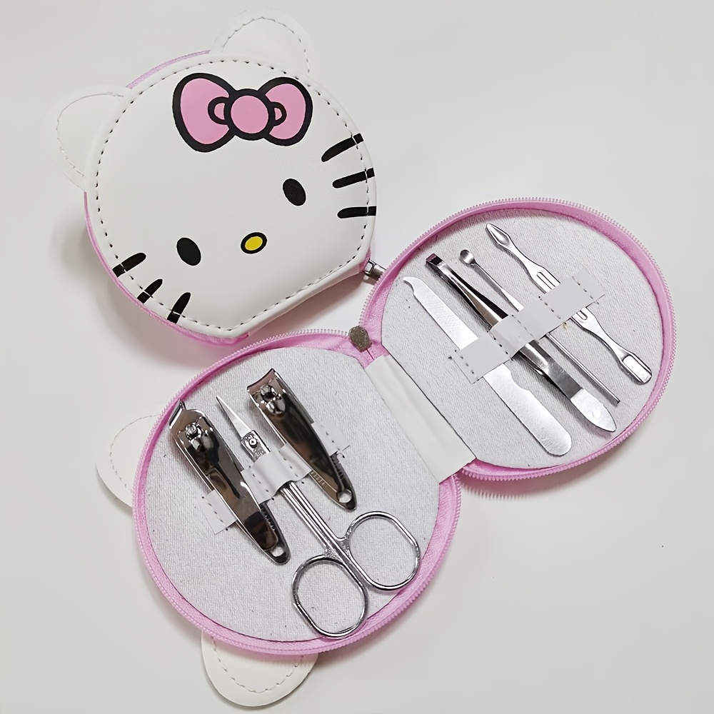 7pcs/set Hellokitty Nail Care Set Hellokitty Nail Scissors- Stainless Steel Nail Clippers, Nail File, Nail Tools For Fingernail Care