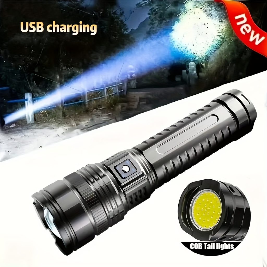 

A Flashlight, With Adjustable And , 5 Lighting , Usb Rechargeable And Reverse Charging, Aluminum Alloy Outdoor Flashlight, Suitable For Camping, Home Night Light, Hiking, Fishing