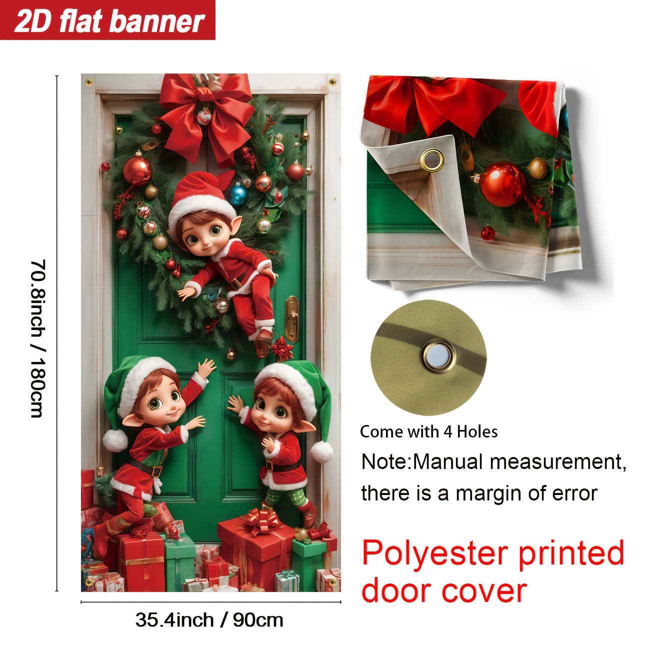 TEMU 2d Door Banner, 1pc, Christmas Elf Door Hanging 2d Flat Banner, Home And Kitchen Decorative Curtain Flag, Wall Window Ornament For Parties &