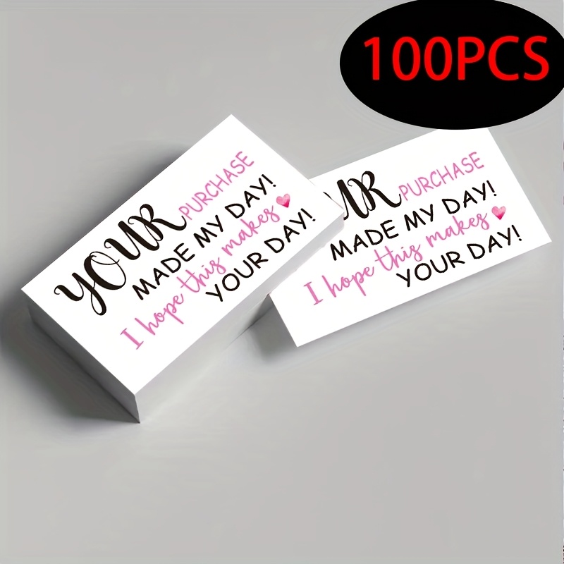 TEMU 100/50pcs/set - Cartes de Remerciement pour Petites Entreprises - pour Votre Achat - Dos Blanks à Personnaliser - Fournitures pour Boutiques, .5