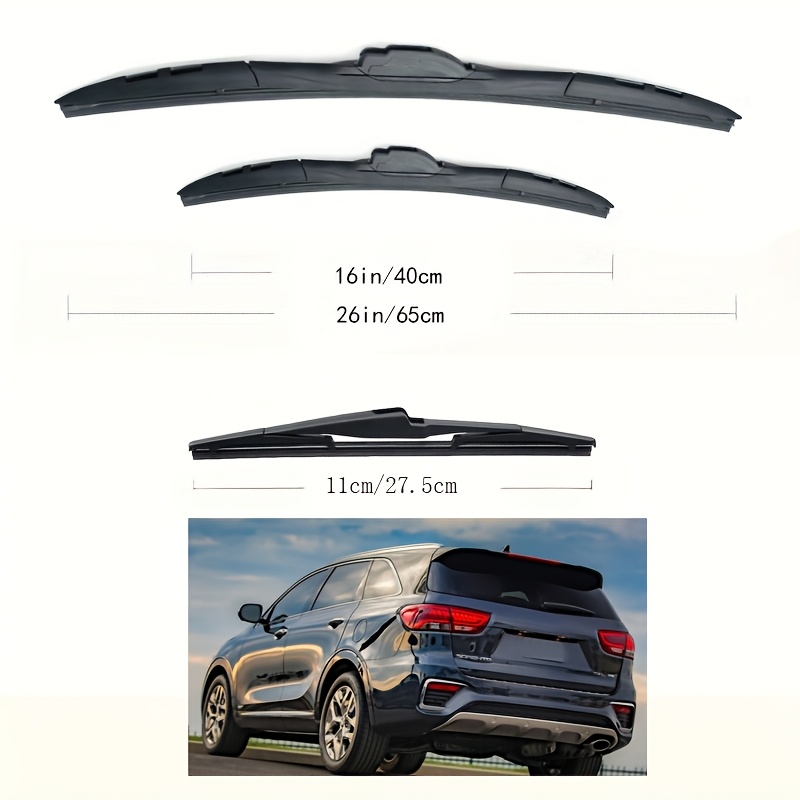 TEMU For Mk3 Car Wipers, Three-section Bone Front Wipers From 2015 To 2020, Including Front And Rear Wiper Blades, Windshield Brushes Measuring