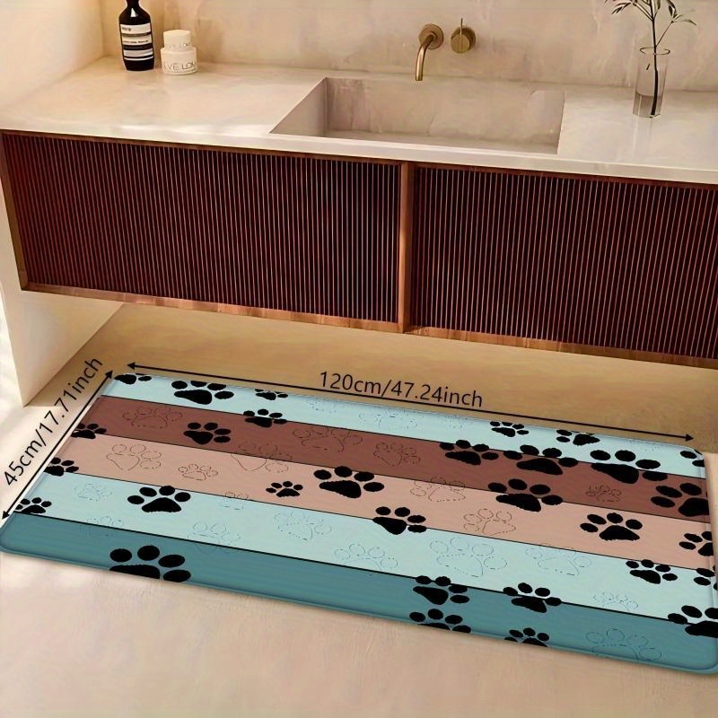 TEMU 1pc, Dog Paw Print Pattern Door Mat Soft Pet Mat, Soft Absorbent Quick-dry Washable, Dog House Decoration, Suitable For Entrance Bathroom Dining