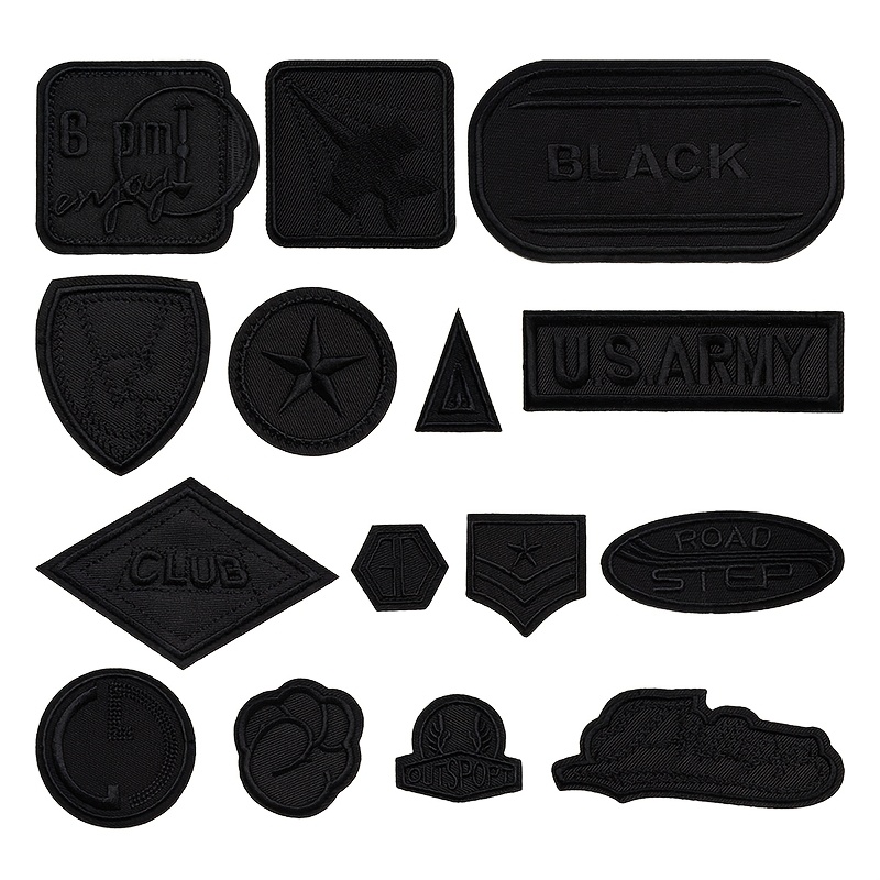 TEMU 15pcs Black Self-adhesive Patches For Clothes | Iron-on, Embroidered Hole Repair Patches For Down Jackets