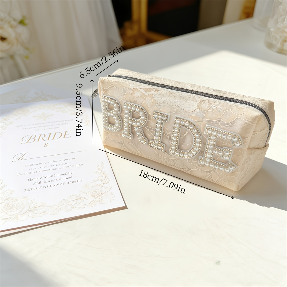 TEMU 1pc Cadeau de Demoiselle d' & Accessoire de Mariage - "" pour la Mariée Sac à Main/Sac à Maquillage à Fermeture Éclair - de Douche de Mariée et