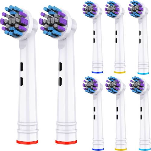4 8pcs for oral 500 1000 1500 3000 3757 5000 7000 7500 8000 toothbrush replacement heads soft gentle durable multi color options purple yellow compatible with for oral b electric toothbrushes
