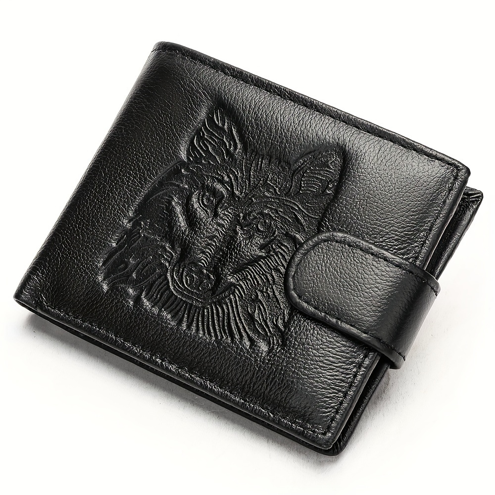 TEMU Westal Men' Leather Wallet - Vintage Style With Multiple Card & Id Slots, Coin Purse, Large Capacity - Black