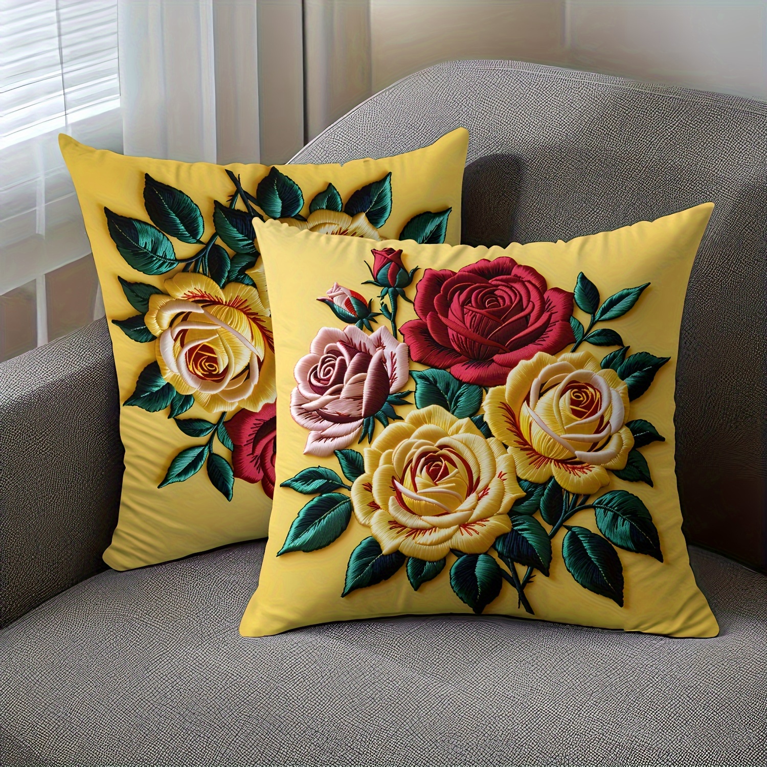 

Set Of 2, , Double- , Polyester Zippered For Sofa, , - Decorative Pillowcases, 18x18