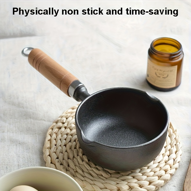 1pc mini cast   with wooden handle non stick   small kitchen cookware for boiling eggs   and cooking ideal for   and picnics kitchen cookware wooden handle cast iron pan 3