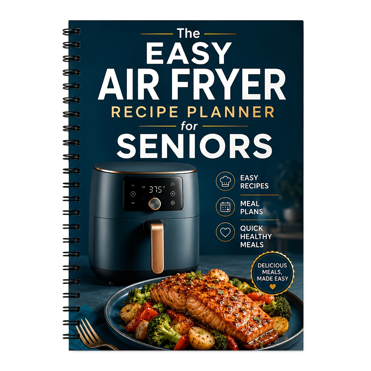 TEMU Livre de recettes pour friteuse à air A5 pour personnes d'âge moyen et seniors, ingrédients faciles pour une , livre de recettes pour friteuse à