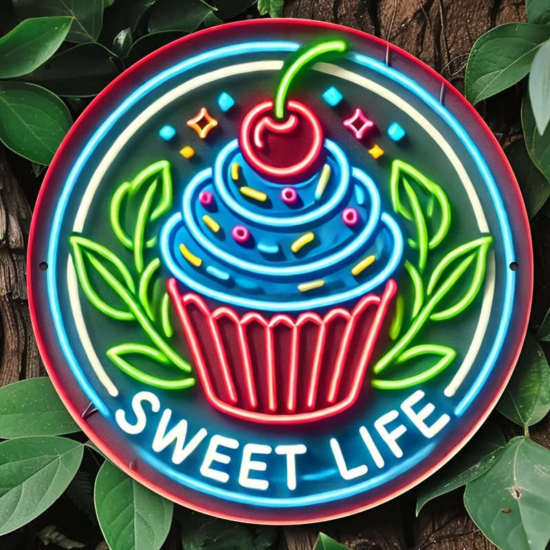 

Room Decor 1pc Cupcake Sign, 8x8 Inch Aluminum Metal , "" Graphic Decor For Bars, Kitchens, Man Caves, Indoor Patio - Non-illuminated