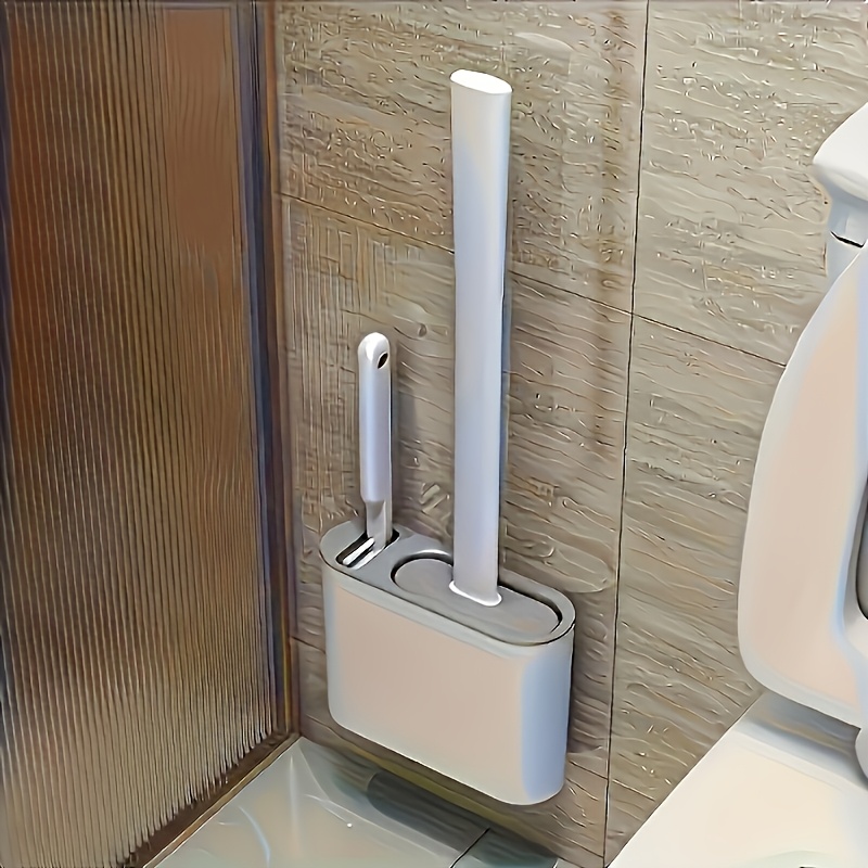 toilet brush set wall mounting : soft silicone head long - Temu Canada