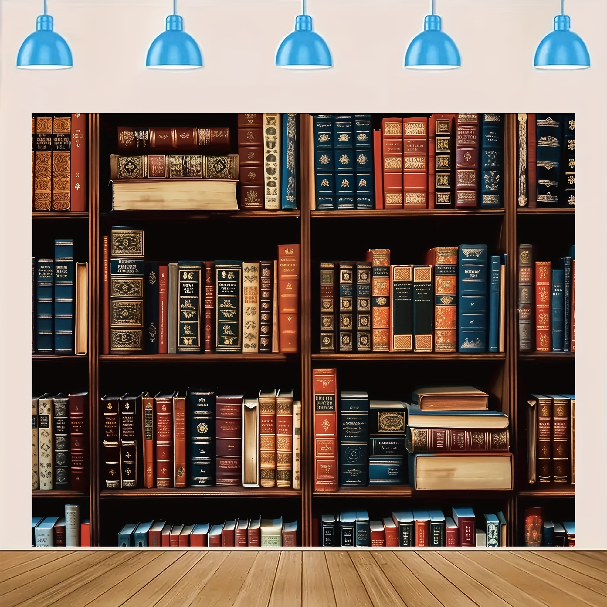 Bookshelf Backdrop Back School Vintage Library Bookcase - Temu