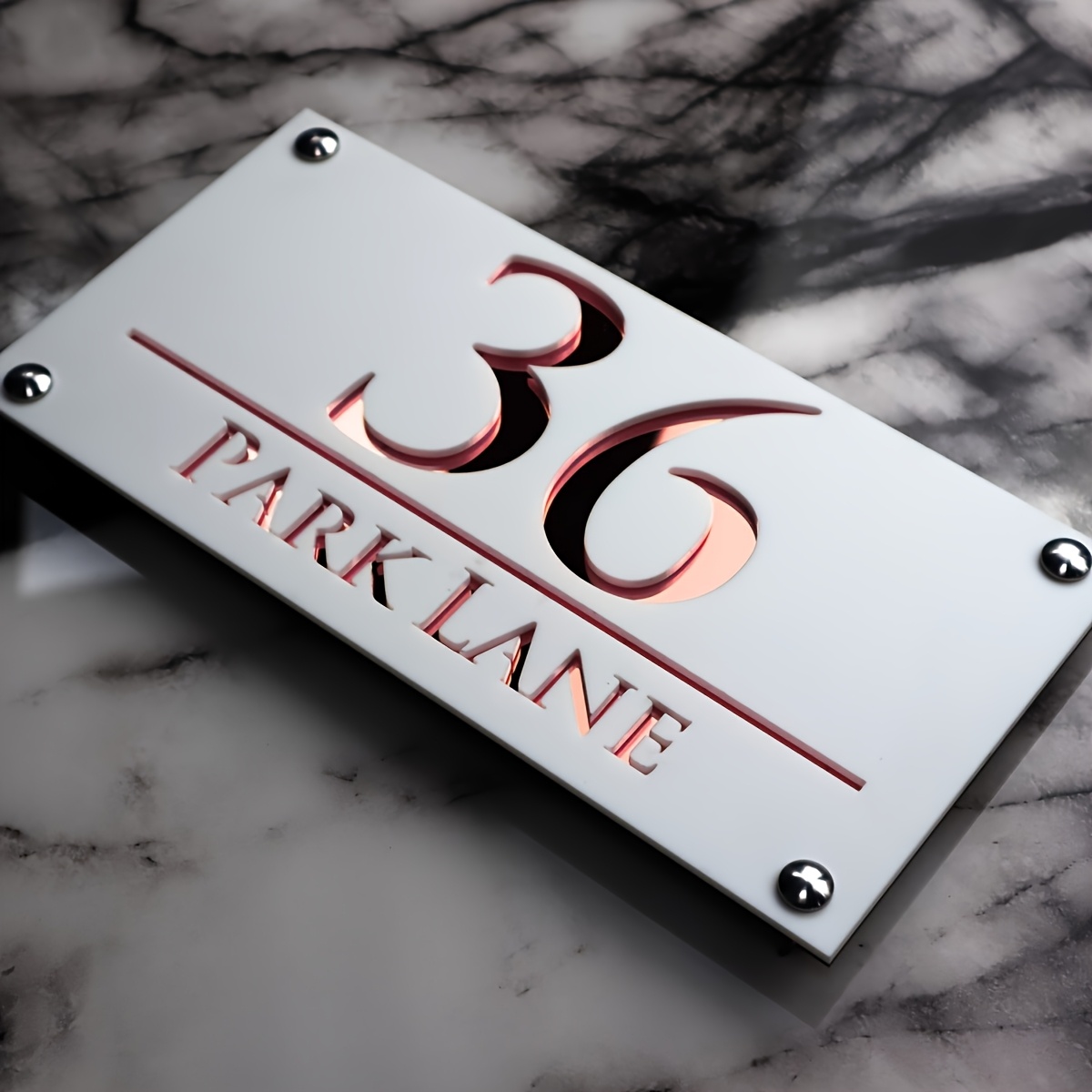 

[1pc Customizable 3d Embossed House Number Sign] 1pc Customizable 3d Embossed Acrylic House Number Sign, Personalized Laser Cut Frosted Board, Wall-mounted Address Plaque For Outdoor Street Use, Style