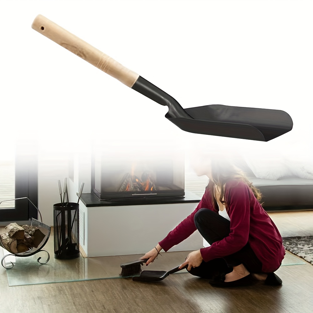1pc Fireplace Cleaning Shovel, Black Iron Shovel, Fireplace Additions
