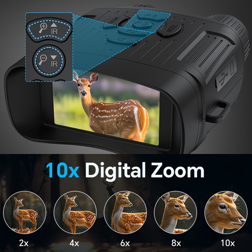 36MP 4K Night Vision Goggles Binoculars, with Infrared, 7.62 cm HD Large Screen, 10X Magnification, Infrared Digital Night Vision Camera for 100% Darkness Viewing, Hunting Surveillance Scope, Tactical Binoculars for Adults