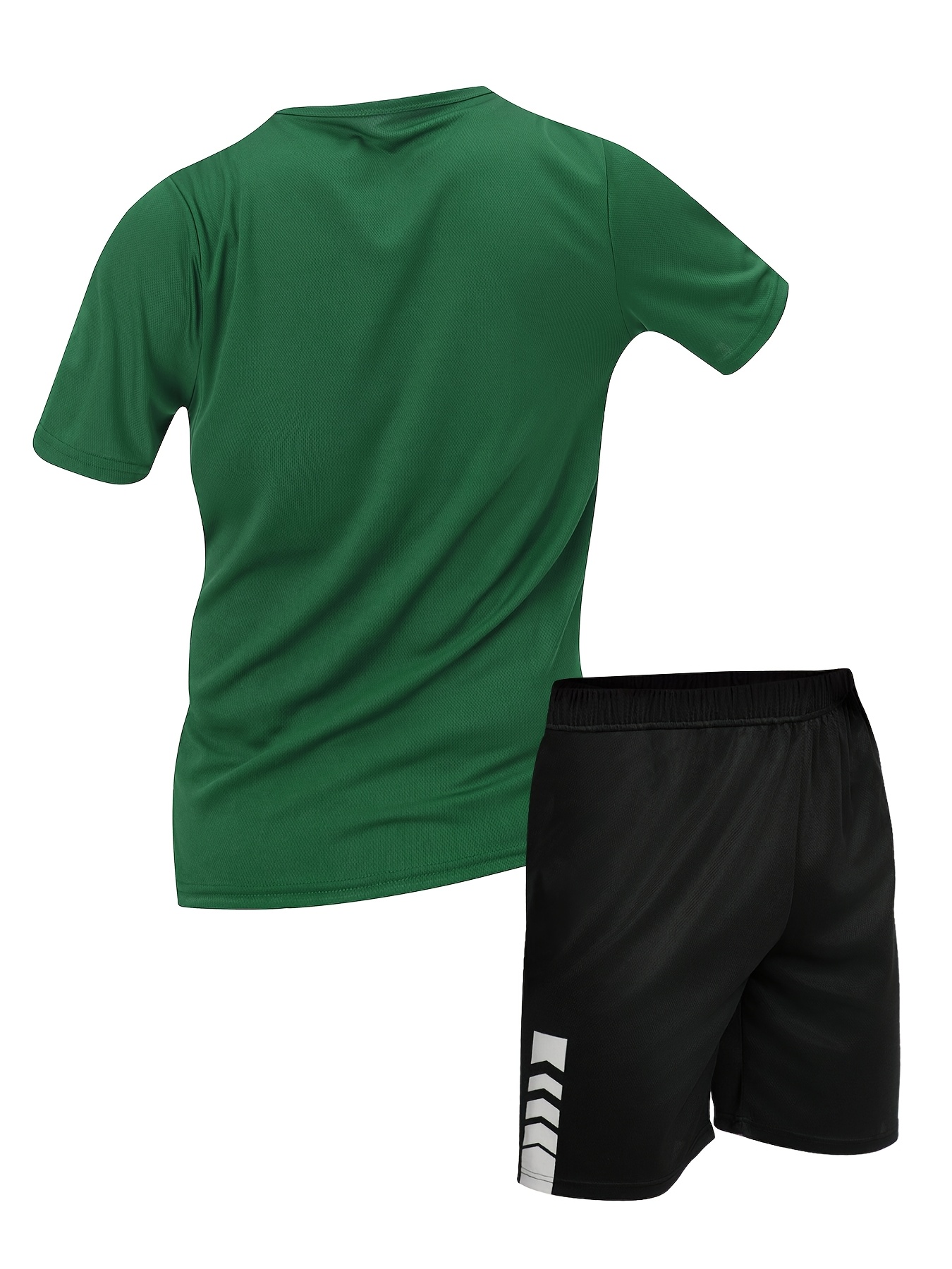 2pcs Men'S Summer Short Sleeve Suit - Casual Sporty Round Neck T-Shirt & Shorts Set, Breathable Polyester Blend, Regular Fit, White & Black with Orange Accents, Perfect for Outdoor Activities, Summer Casual Wear | Sporty Look | Comfortable Fit, Summer Shorts