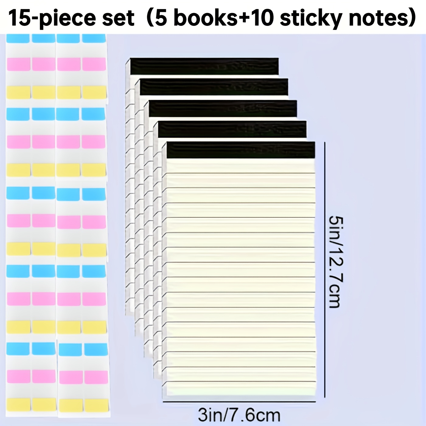 E-shop 15-teiliges Set Weiße Linierte Notizbücher, 3x5 Zoll, 30 Blatt pro Buch – Ideal für Schule, Büro Schulbedarf, Schulhefte | Ordentlich sortierte
