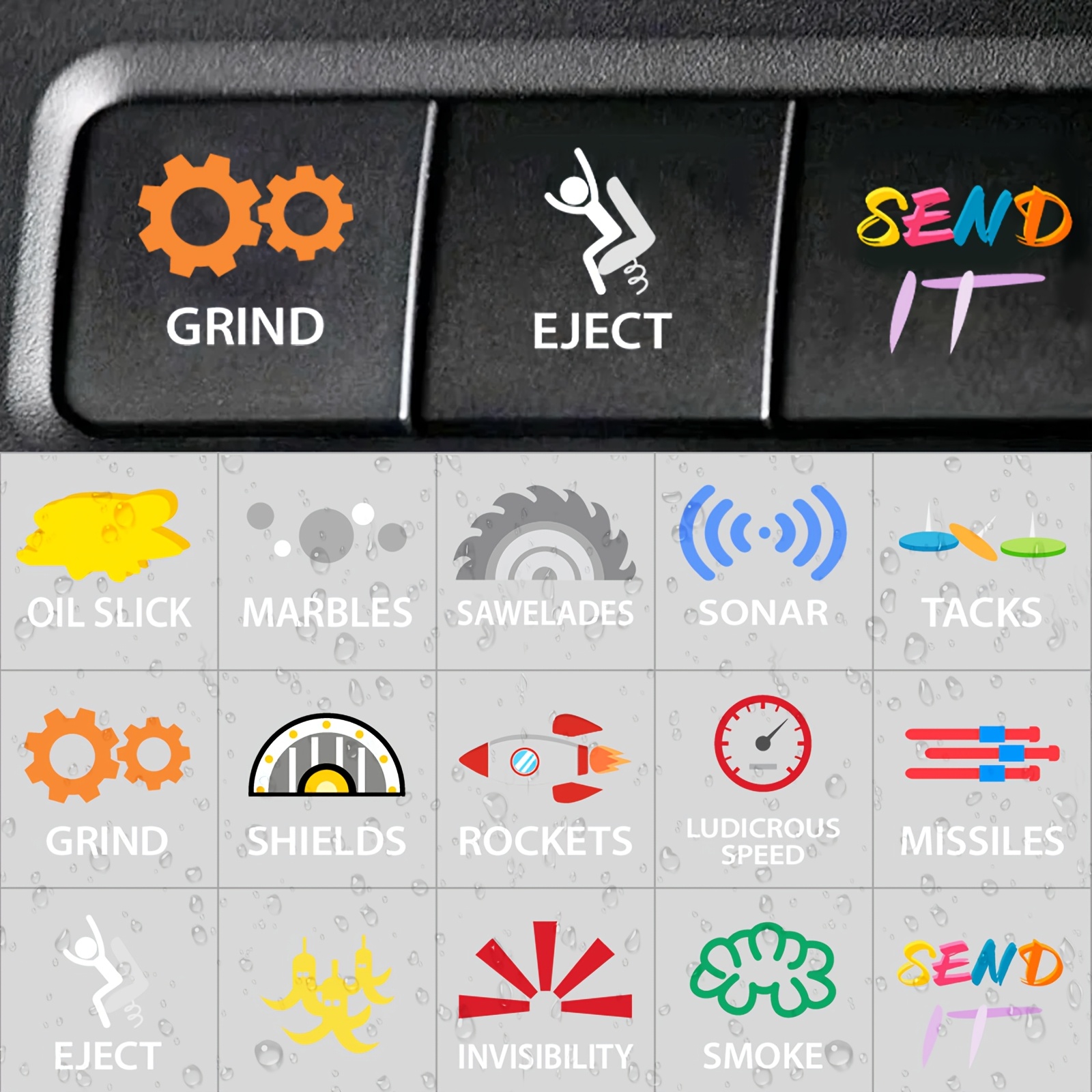 30pcs Fun Car Stickers, Multicolor & White Options