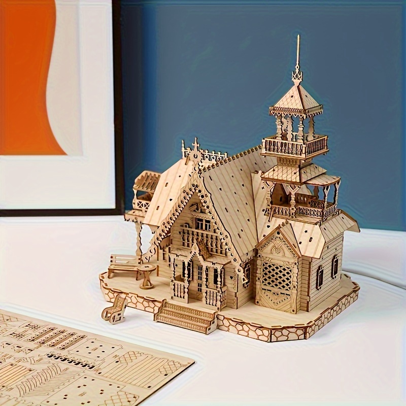 

Diy Chinese-inspired Villa Model Kit - Creative Handcrafted Wooden House With , Relax & Enhancement, Ideal Holiday Or Christmas Gift, Easy , Home & Desk Decor