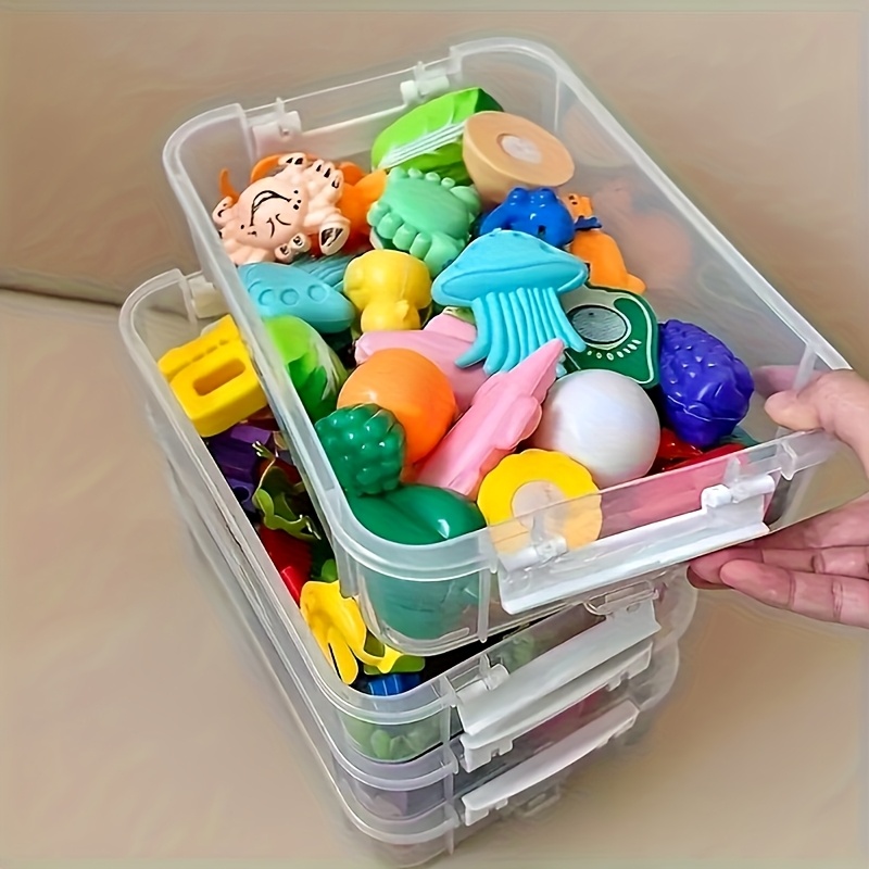 4 tier transparent storage box set stackable organizer with green handles ideal for jewelry hair accessories more accessory organization sleek storage box plastic construction jewelry organizer Product details 3