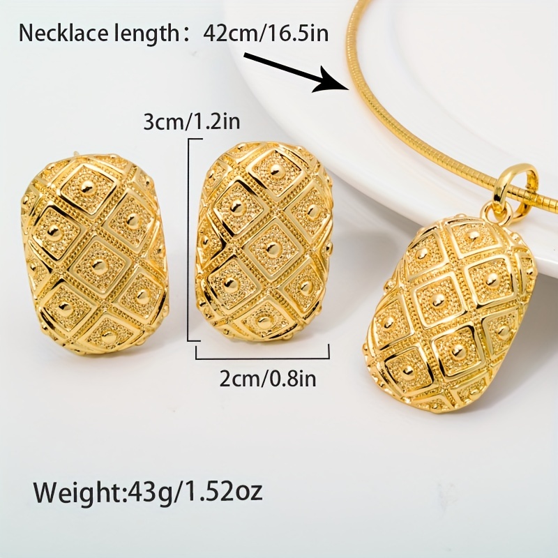 Men's Square Knot Pendant Necklace & Earrings Set