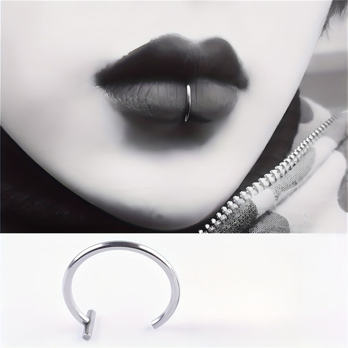 Image of 10pcs Personalized Stainless Steel Lip Rings, Suitable For Daily Wear, Street, Party, Gift