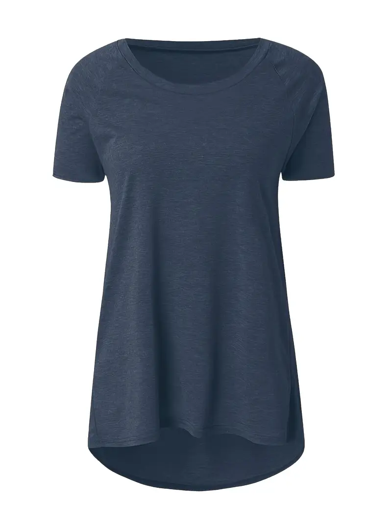 solid longline t shirt crew neck short sleeve t shirt casual womens clothing Product details 16