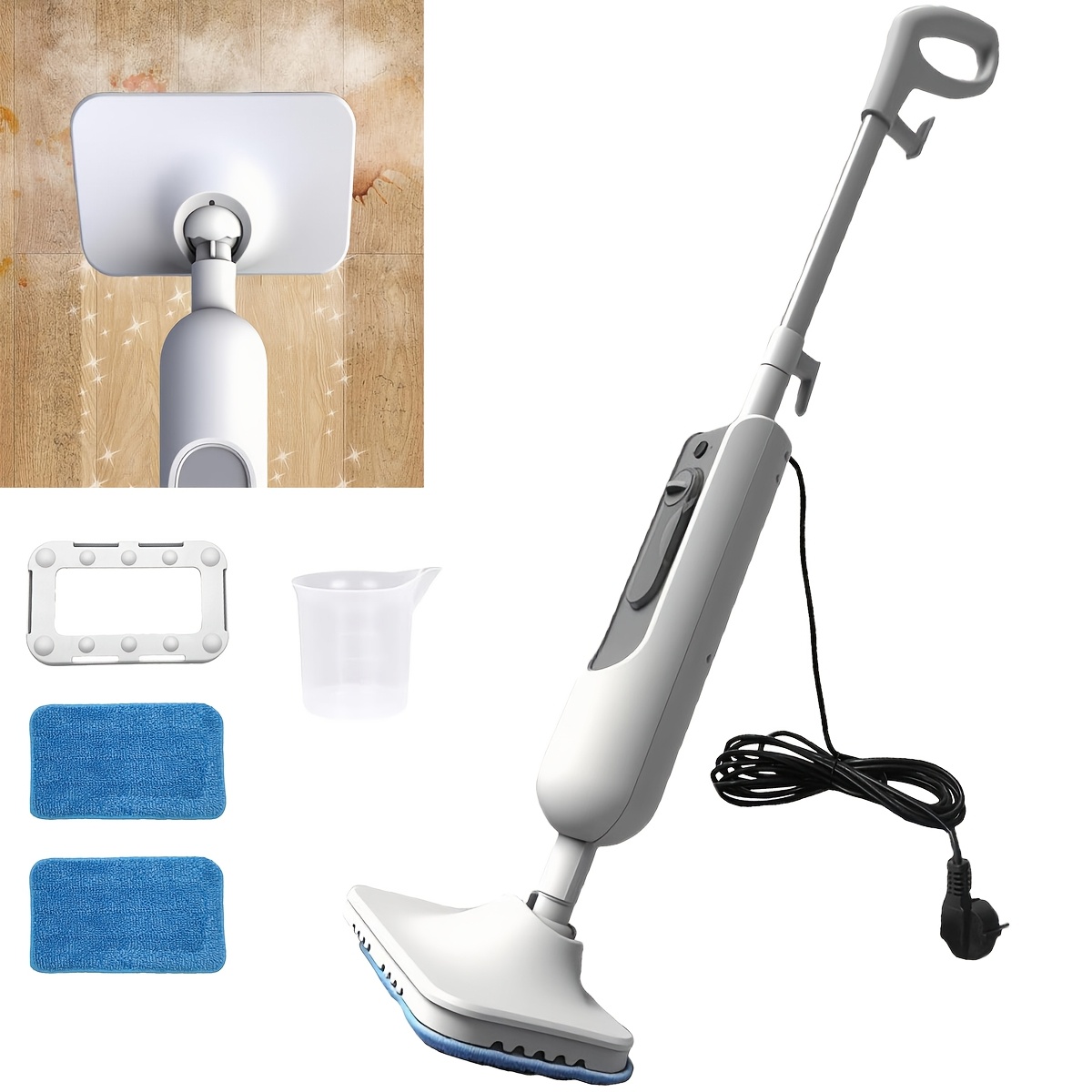 Steam Mop Handheld Steam Cleaner 500w With 5m Power Cord, Powerful Floor Steamer Carpet Cleaner -one For Floor Cleaning, Multipurpose Steam Cleaner For Hardwood, Tiles, Cloths And Carpet