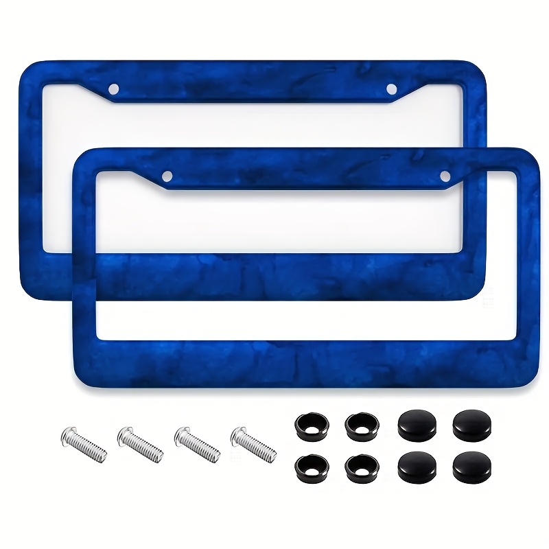 TEMU 2pcs Marble Pattern Metal Car License Plate Frame - 12x6 Inches, Made Of Aluminum Alloy, On Any Vehicle | Marble Pattern License Plate, Car