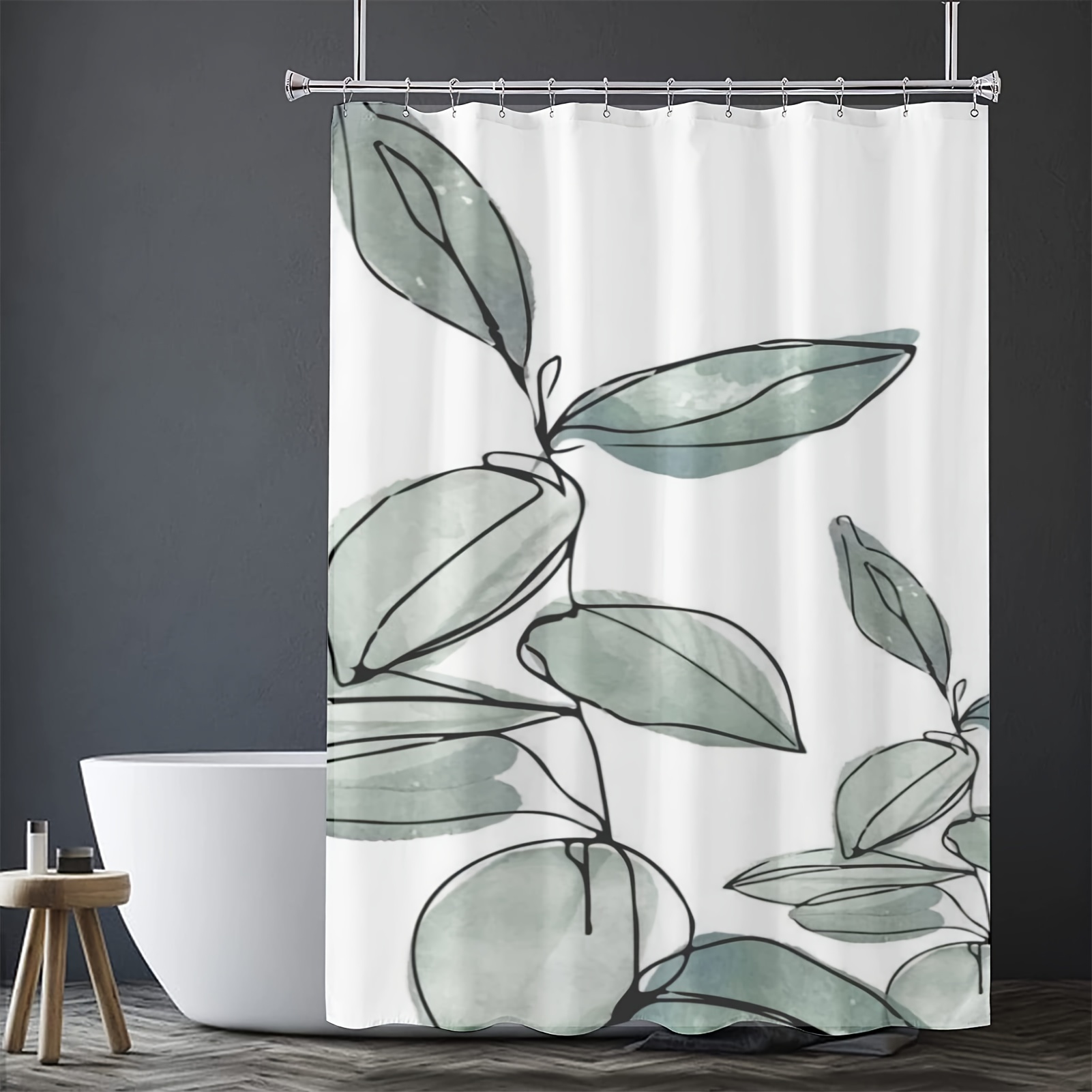 Botanical order Shower Curtain, Eucalyptus Bathroom, Plant Shower Curtain, White Shower Curtain, Minimalist Shower Curtain, Green White Bathroom