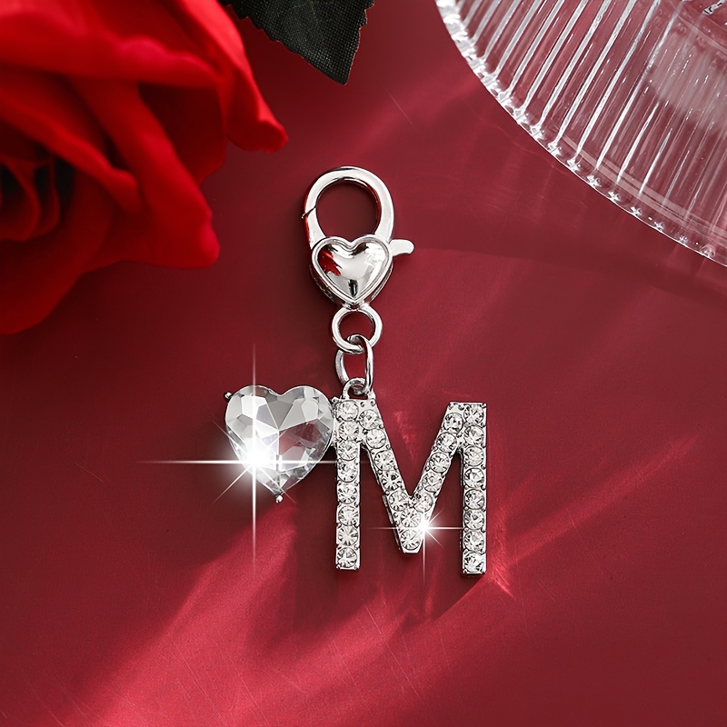 TEMU A Stylish And Valentine's Day Heart-shaped Keychain With English Letters, Suitable For Couples To Wear As Decoration And For Holiday Gifting
