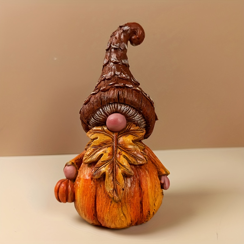 TEMU Single-piece Resin Pumpkin Elf, Thanksgiving Pumpkin Gnome Handmade Elf - Party Decoration - Autumn Gift