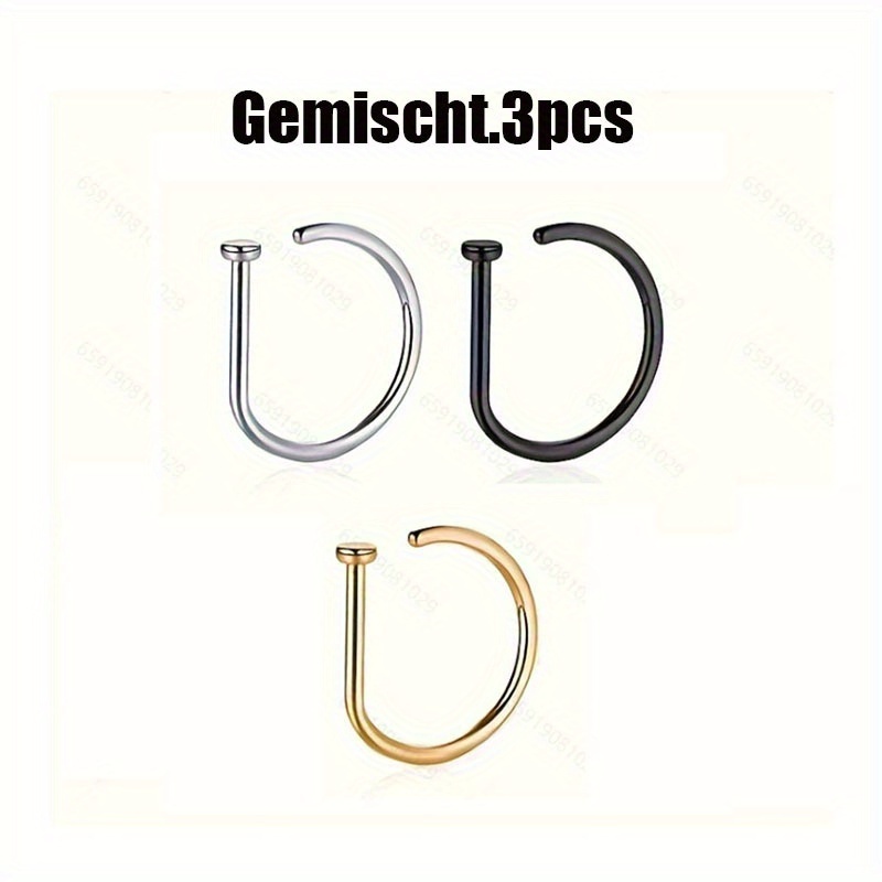 3pcs women men   nose ring fashion d shaped punk no - Temu