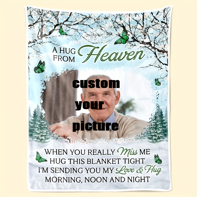 

Customized1pcs Custom Blanket Single Sided Printed Blanket, Sizes , Custom Photo Memorial Personalized Custom Blanket Christmas Gift, Sympathy Gift For Family For Home