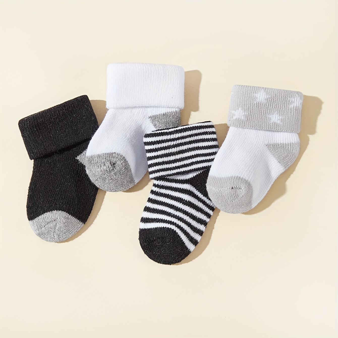 TEMU 4/6 Pairs Baby Boys Short Socks, Comfy Breathable Sweat Resistant Anti-odor Socks For Hearts Stripes Pattern