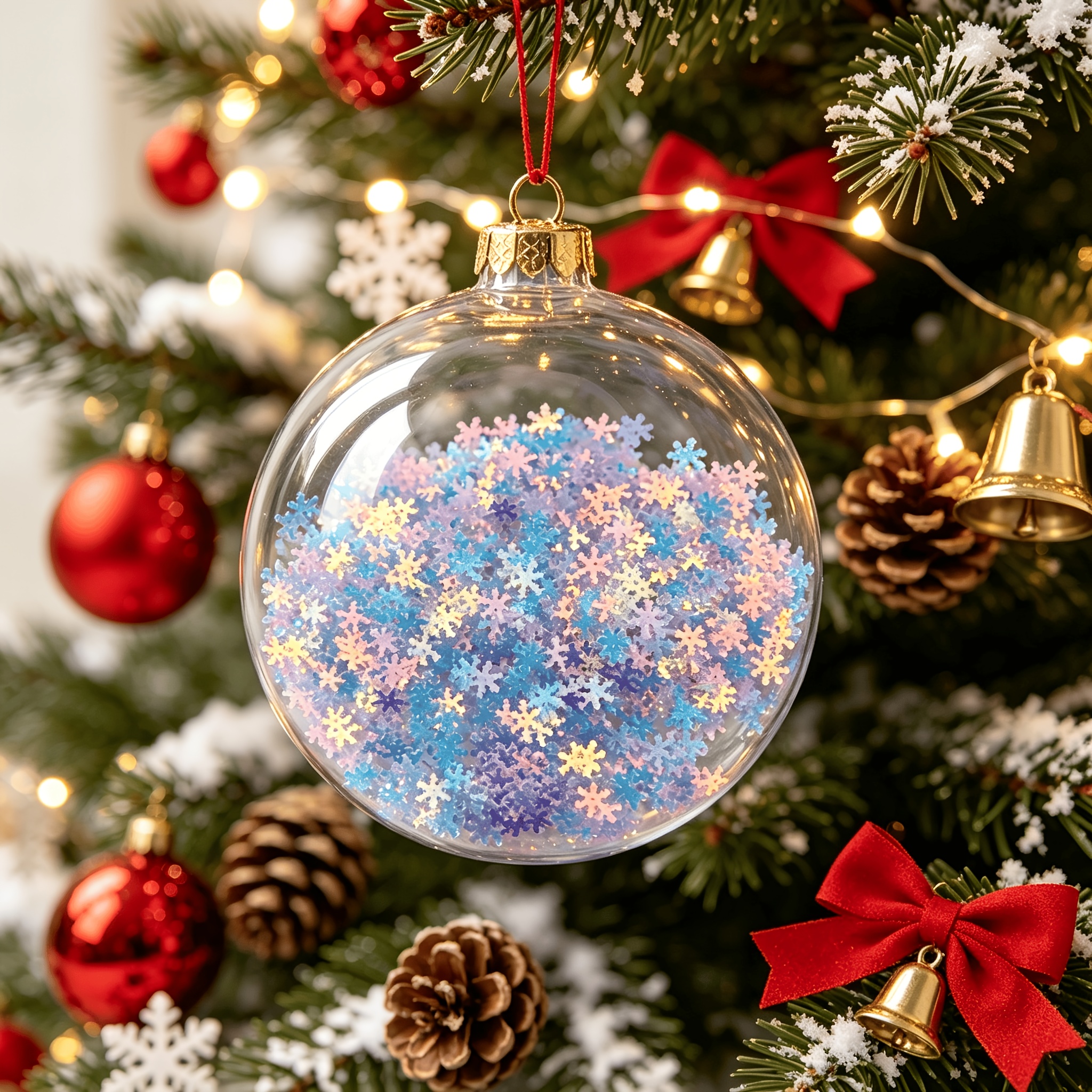 TEMU 2800pcs Holographic Multicolor Snowflake Confetti, Pvc Christmas Sequins, Winter Table Scatters, Clear Christmas Ornament Ball Fillers, Xmas