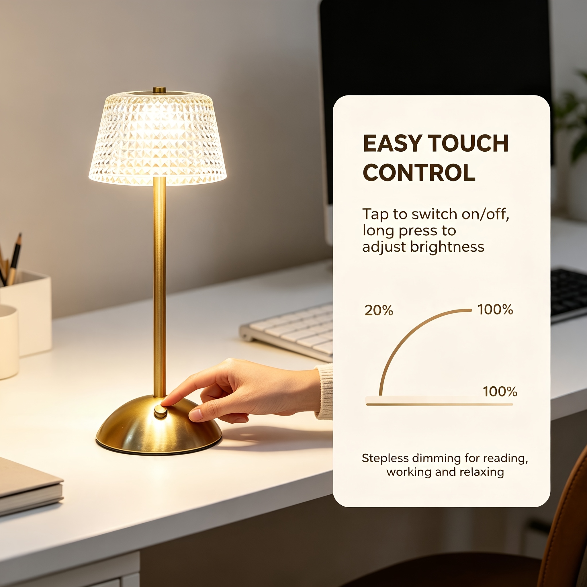 LED Touch-Control Desk Lamp with 3 Color Temperatures