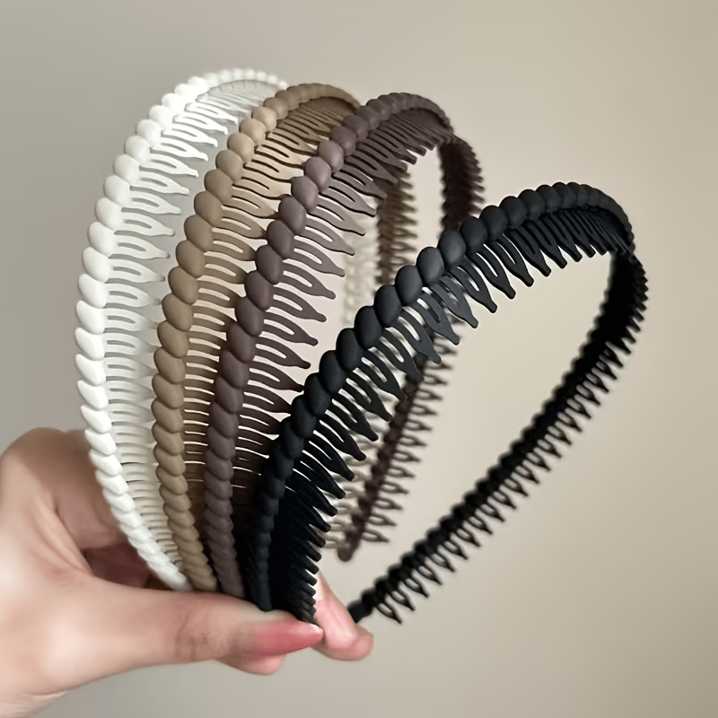 TEMU 4pcs Toothed Anti-slip Plastic Headband Women's Headband Hair Clip Hair Bun Hair Accessory Frizz Travel Face Wash Hair Cave Head Cave Mask