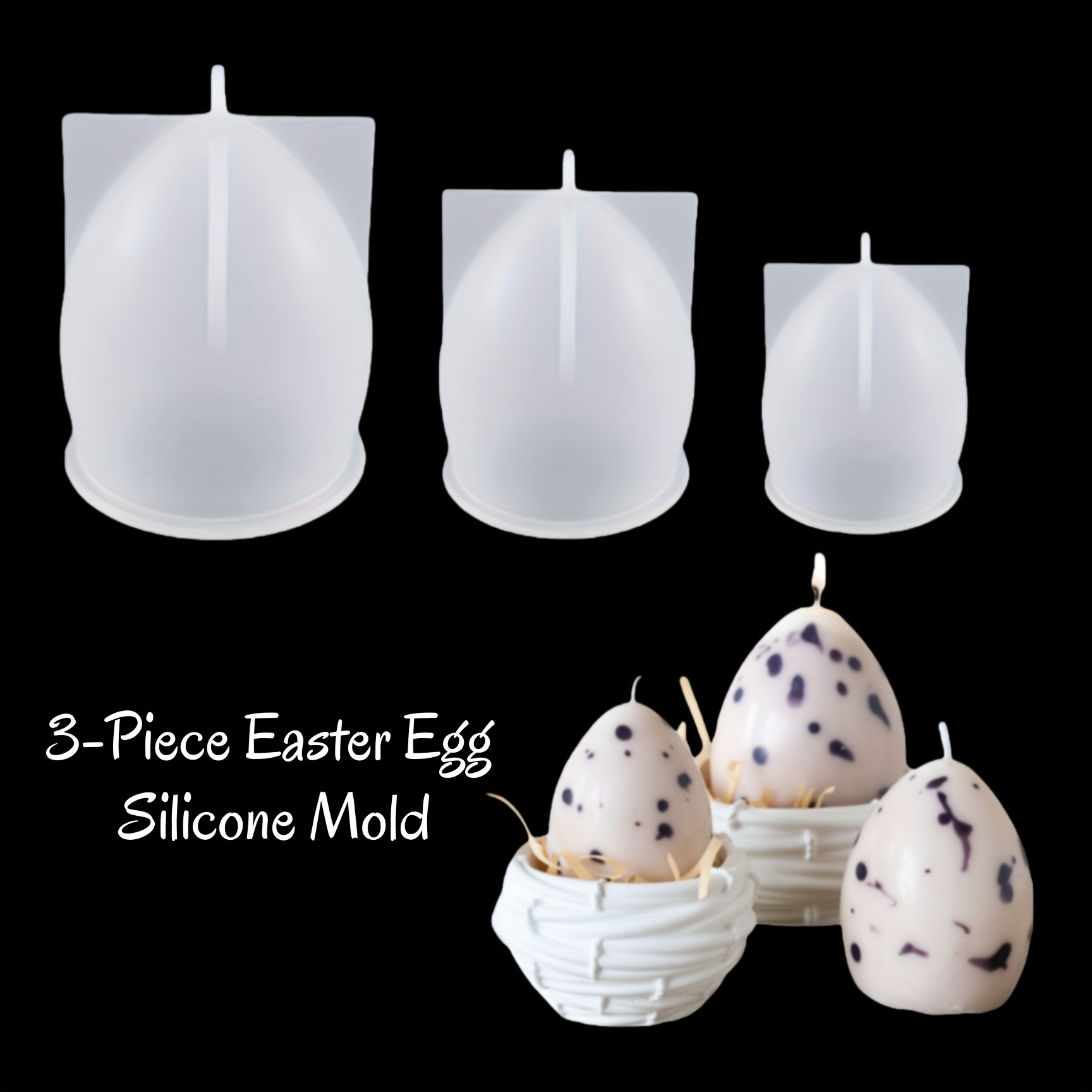 Set Of 3 Candle Molds (large, Medium, Small), Easter Silicone Molds, Suitable For Making Scented Candles, Plaster Molds, Easter Decorations, Easter Gifts, Handmade Craft Supplies, Silicone Material