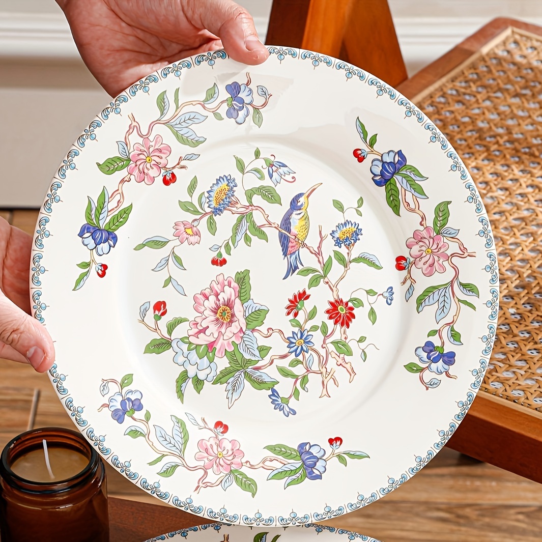 Vintage Floral and Ceramic Dinner Plates, Round Shape, Set of Elegant  Tableware for Home and Restaurants