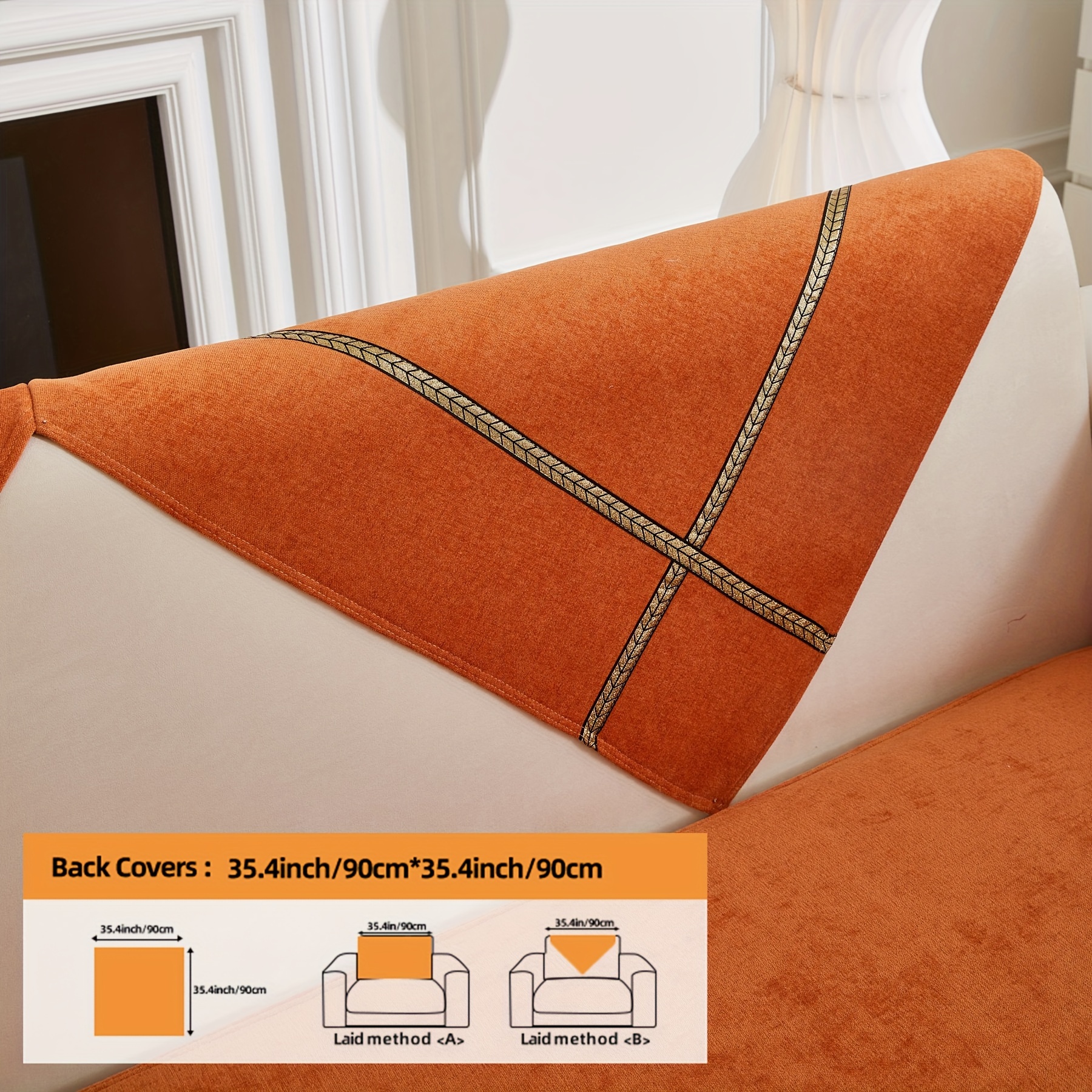 TEMU Copridivano stile boh矇mien 1 pz, copertura per in ciniglia con nastro liscio, adatta per a 4 , a 2 , poltrona, combinato a 3 , morbida copertura