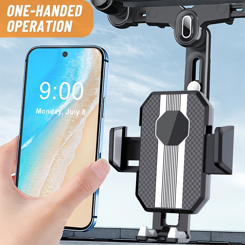 TEMU Adjustable One-handed Car Phone Holder - Fit For 4-7.2 Inch Smartphones, Durable Abs Material, & Design For , Phone Holder For Car