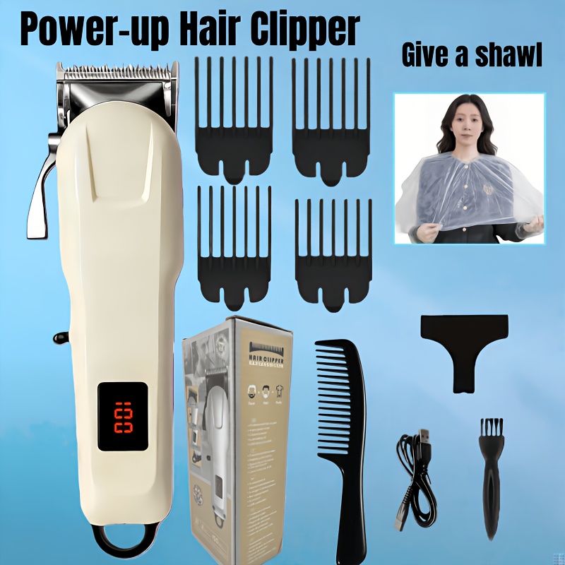 TEMU 1pcprofessional Hair Clipper Kit For Home & Salon Use - Durable Stainless Steel Blade, Digital Display, Usb Rechargeable - Perfect Gift For Father's Day, Valentine's, Birthday, Holidays &