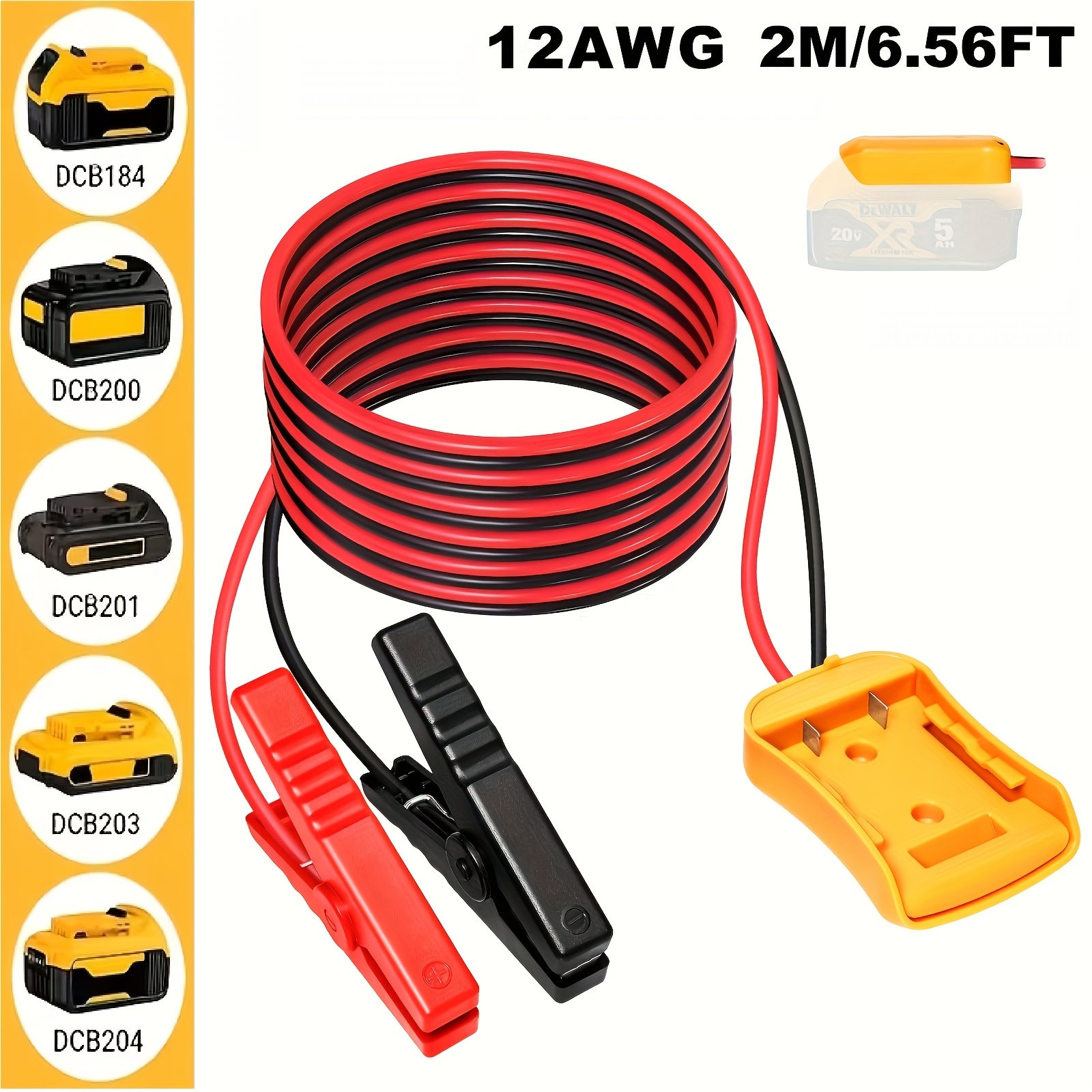 TEMU 0.98ft//6.56ft Car Jump Starter Cable With Adapter, Suitable For 18v/20v Dcb Battery Starter, Portable Car Battery Pack, Abs Material, Without Battery