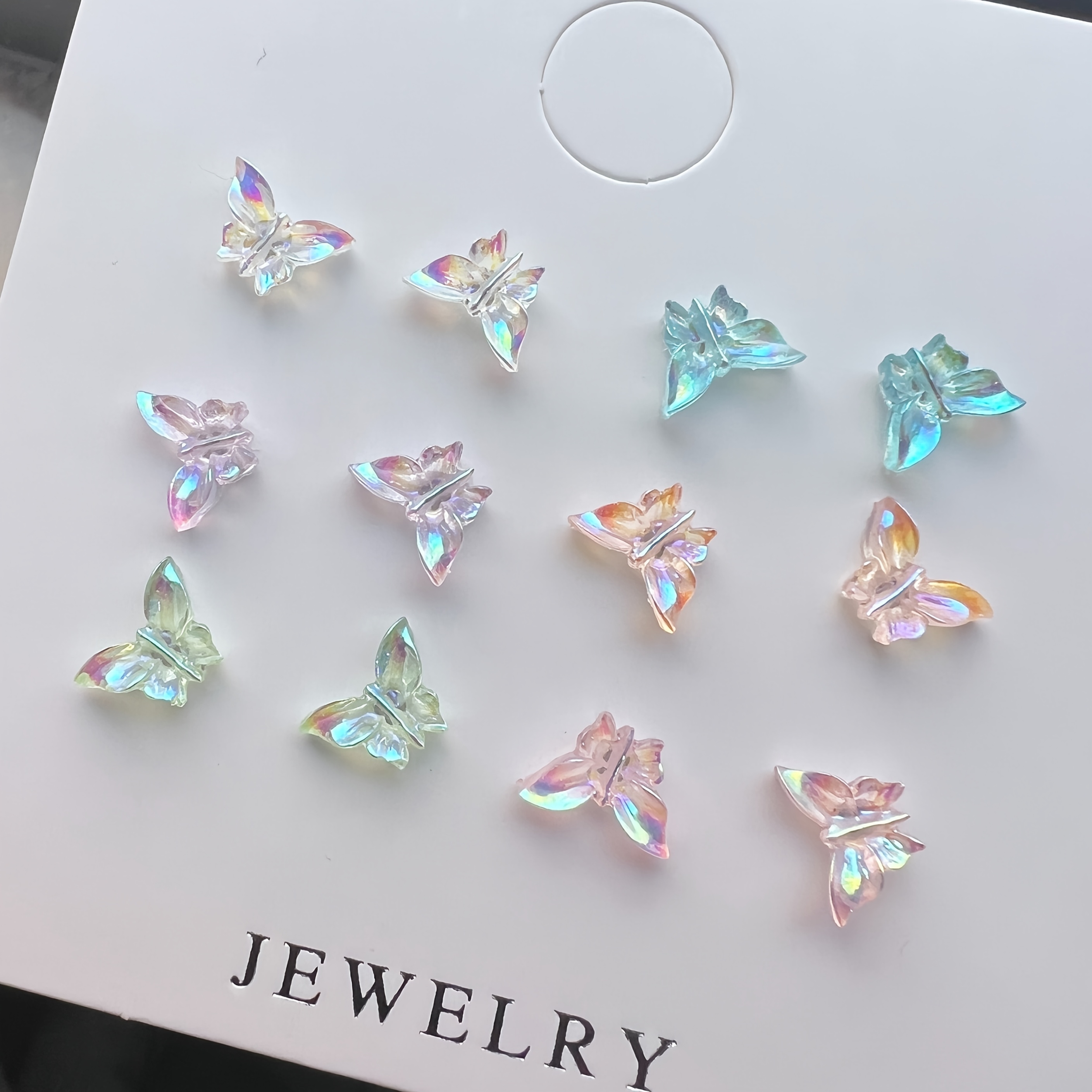 Image of 12pcs- Colorful Pointed Wing Earrings, Hypoallergenic, Simple, Fashionable, Small, Sweet And Exquisite Earrings Set, Perfect Gift For Any Outfit