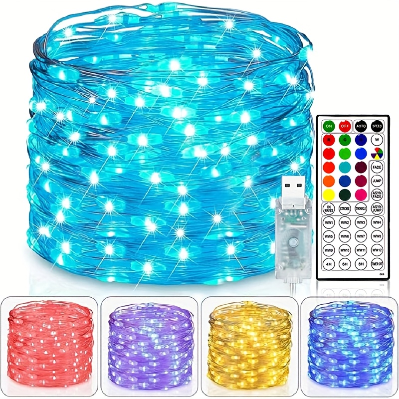 

Fairy Lights Usb Plug In 33ft 100leds With Remote, Warm White 16 Color Changing Lights Firefly String Lights For Bedroom Party Wedding , Colors