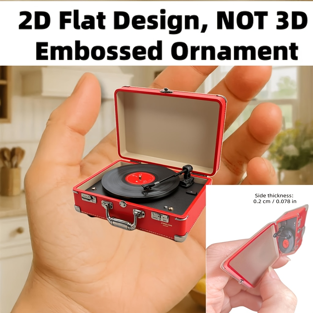 TEMU Diseño 2D, no estéreo 3D | Imán de nevera de tocadiscos vintage, lámina acrílica , y portátil, decoración creativa para el hogar, regalo de y ,